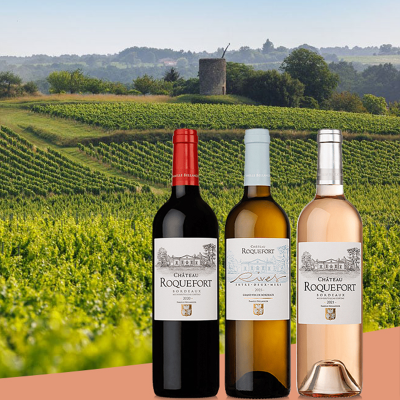 3 bouteilles de vin Château Roquefort offerts