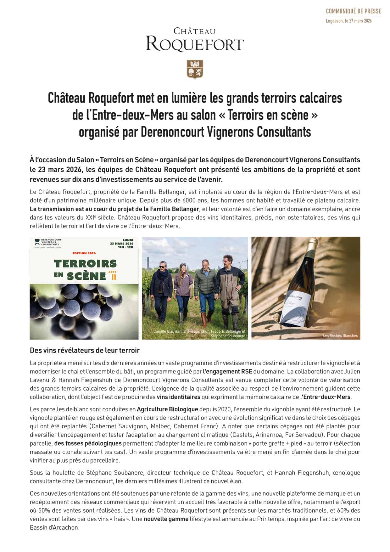 Chateau ROQUEFOR Terroirs en scene 2026